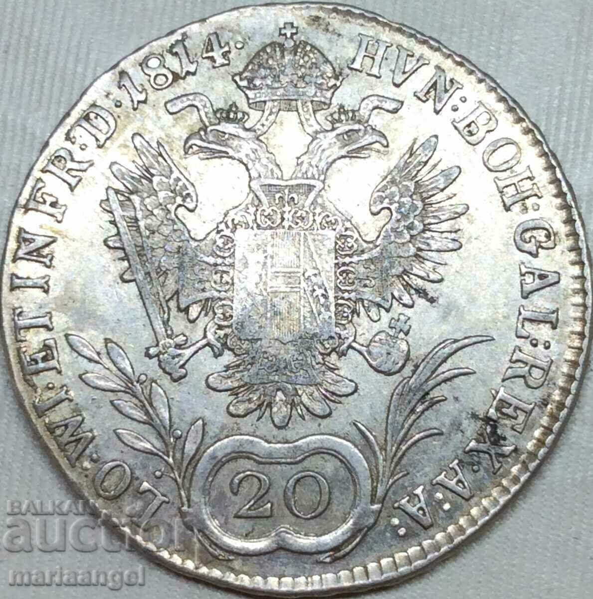 20 Kreuzer 1814 Austria A - Viena Franz I 1792-1835 6,6 ani Ag cu preț 69.00 BGN | € 35.28