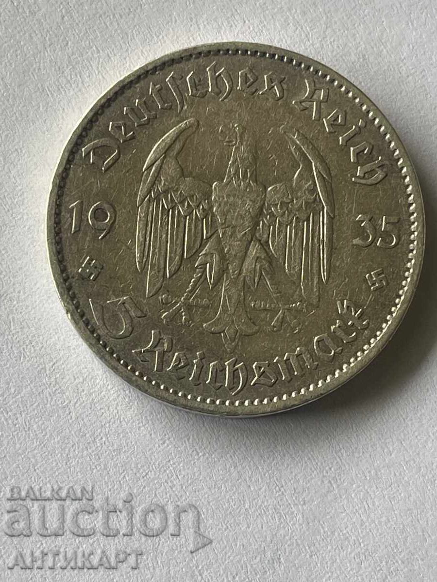Germany Silver Coin 5 Reich Marks Reichsmark 1935 A Germany Silver Coin 5 Reich Marks Reichsmark 1935 A