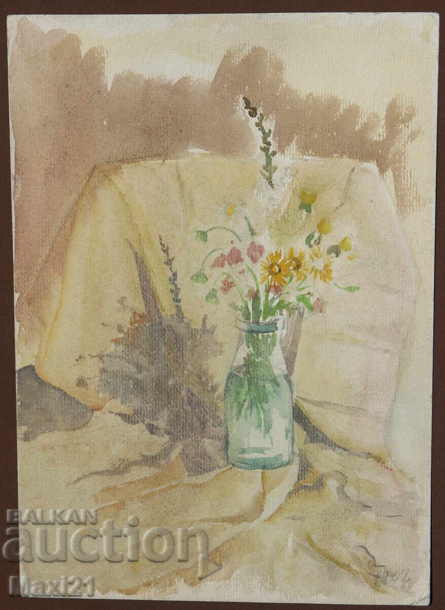 Натюрморт картина акварел 1962г. с цена 120.00 лв. | € 61.36