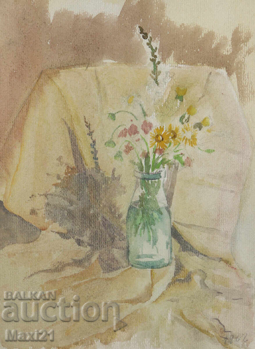 Аукцион Натюрморт картина акварел 1962г.