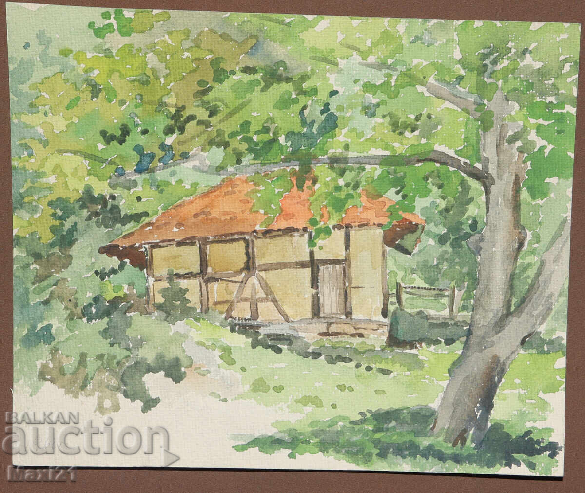 Ακουαρέλα ζωγραφιά αγροικία τοπίο με τιμή 120.00 BGN | € 61.36