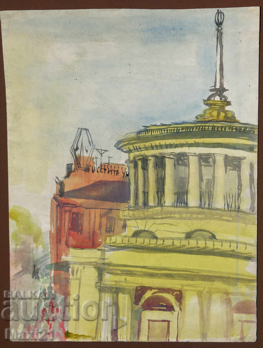 Ζωγραφική ακουαρέλα αστικό τοπίο με τιμή 130.00 BGN | € 66.47