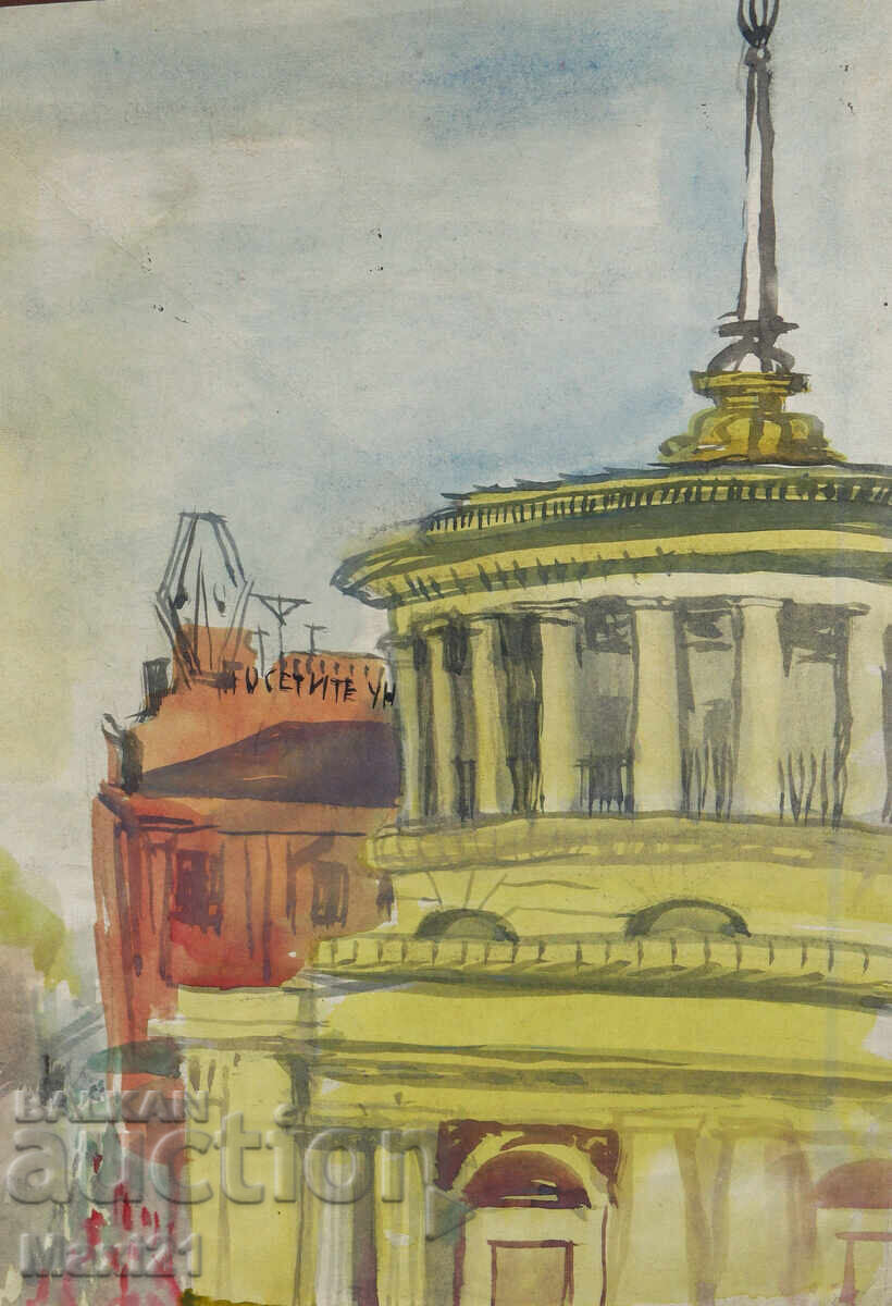Δημοπρασία Ζωγραφική ακουαρέλα αστικό τοπίο