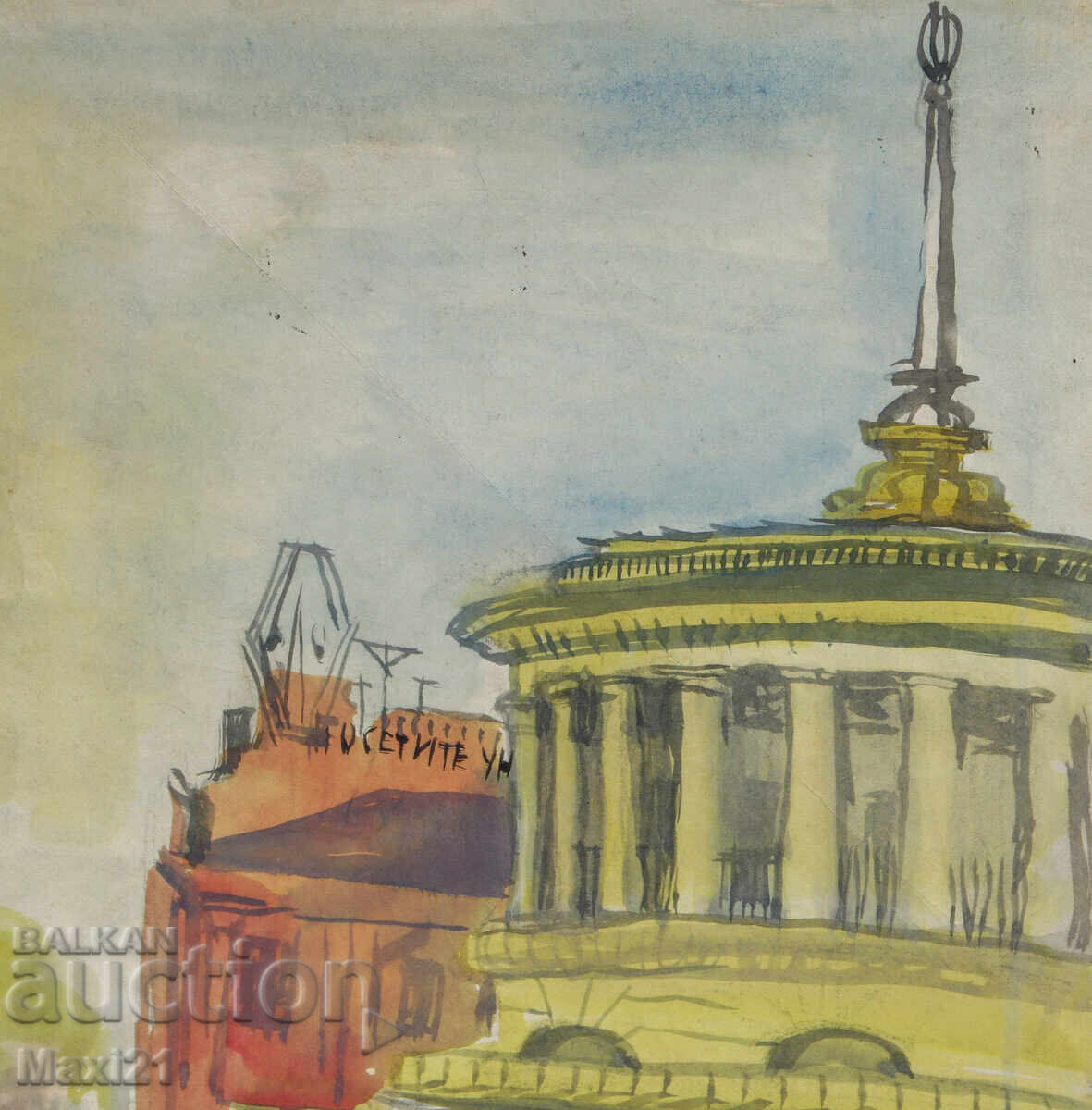 Παράδοση Ζωγραφική ακουαρέλα αστικό τοπίο