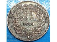 20 εκατοστά 1860 Γαλλία Α-Παρίσι Ναπολέων Γ' ασήμι