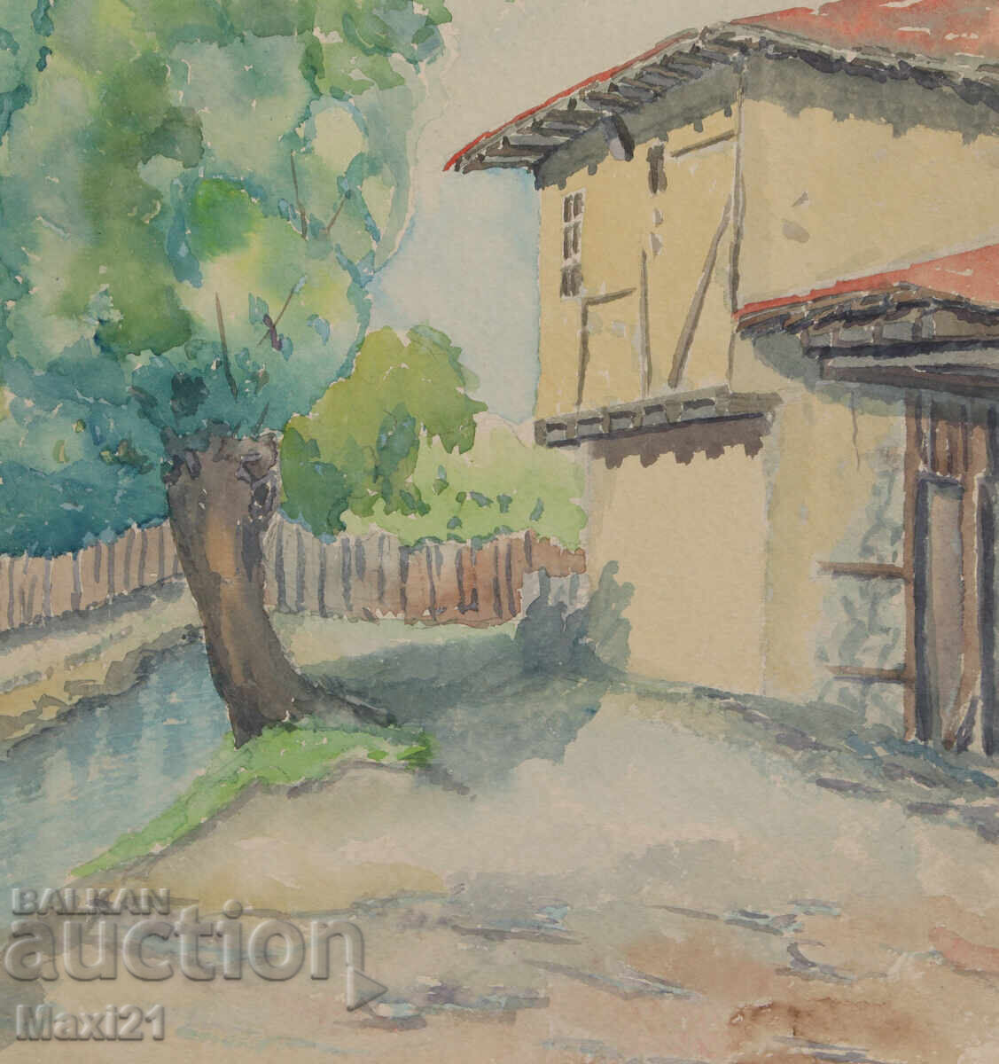 Ακουαρέλα ζωγραφιά, αγροτικό τοπίο, αγροτικό σπίτι - 5