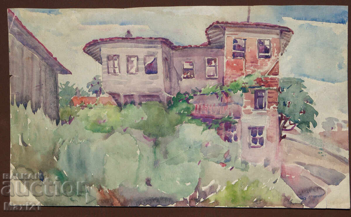 Παλιά αστικό τοπίο ζωγραφικής με ακουαρέλα με τιμή 120.00 BGN | € 61.36