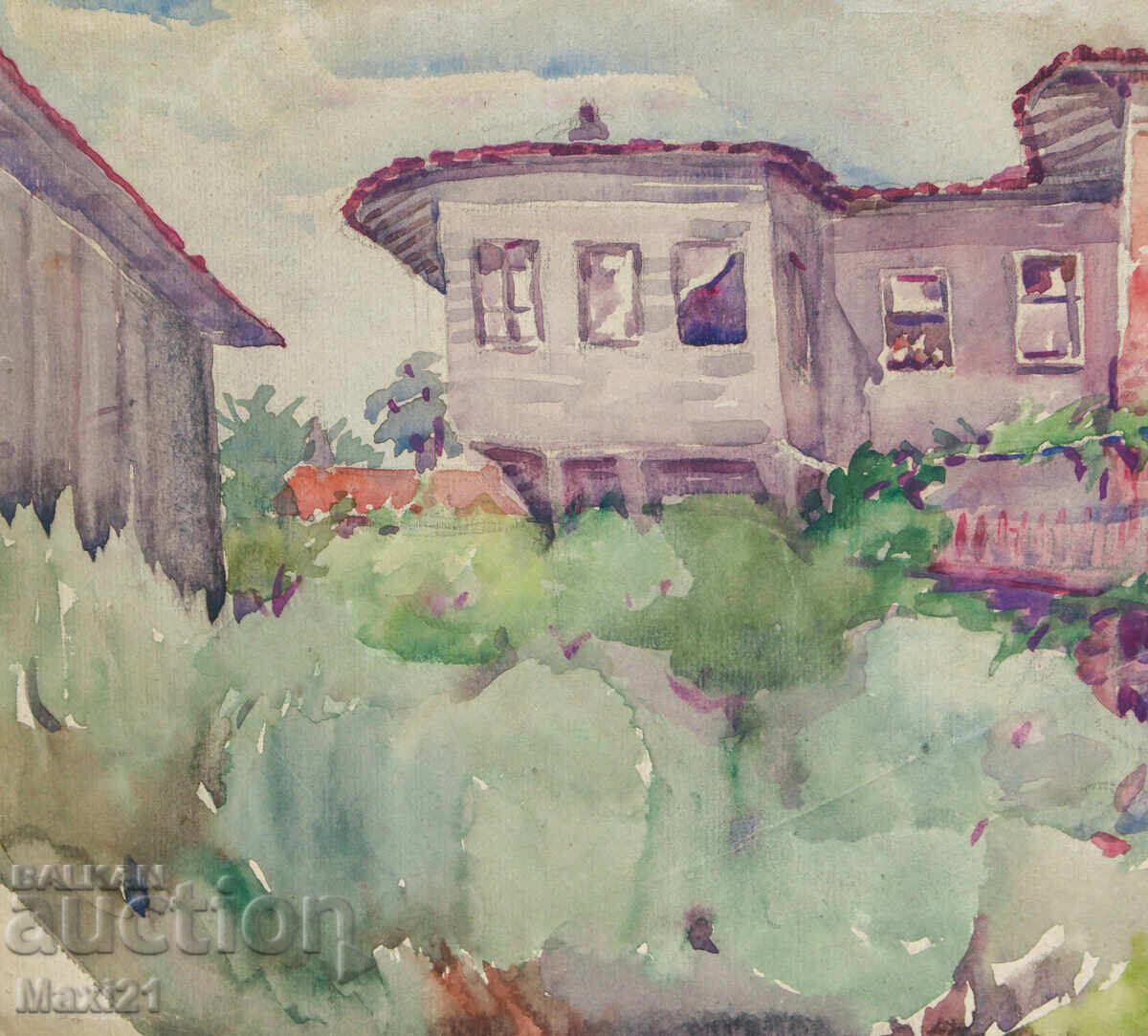 Παράδοση Παλιά αστικό τοπίο ζωγραφικής με ακουαρέλα