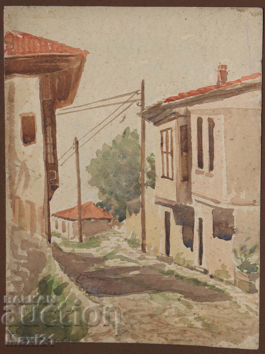 Old watercolor painting cityscape with price 120.00 BGN | € 61.36 Old watercolor painting cityscape with price 120.00 BGN | € 61.36