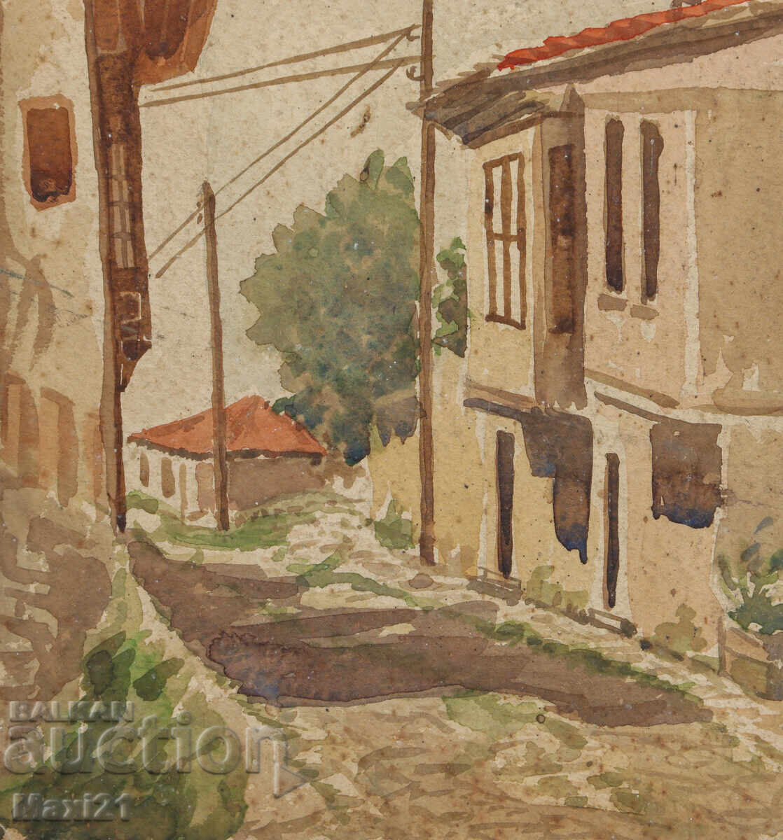 Old watercolor painting cityscape - 5 Old watercolor painting cityscape - 5