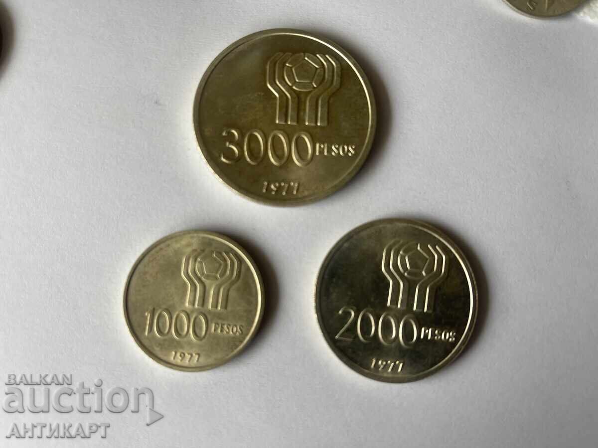Argentina 3 silver coins 1978 1000, 2000 and 3000 pesos