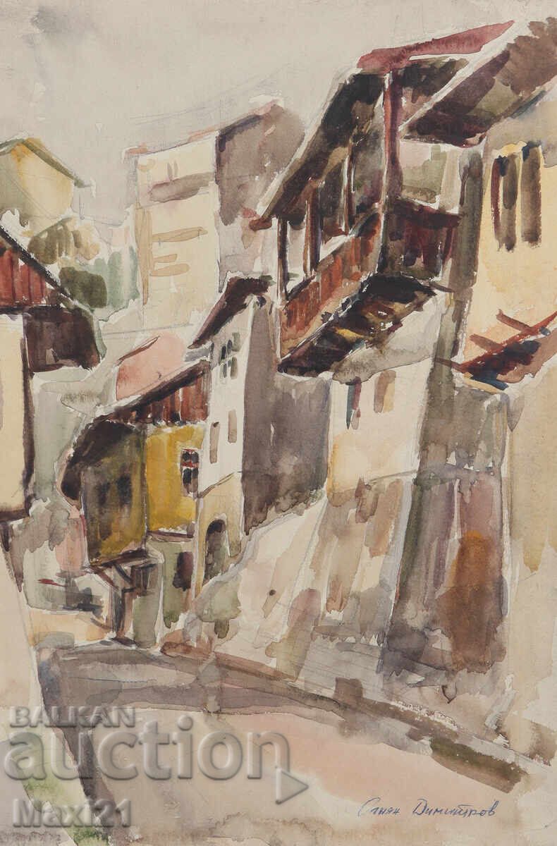 Ζωγραφική ακουαρέλα αστικό τοπίο με τιμή 140.00 BGN | € 71.58