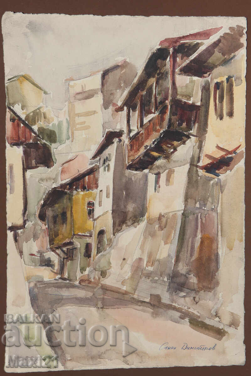 Δημοπρασία Ζωγραφική ακουαρέλα αστικό τοπίο