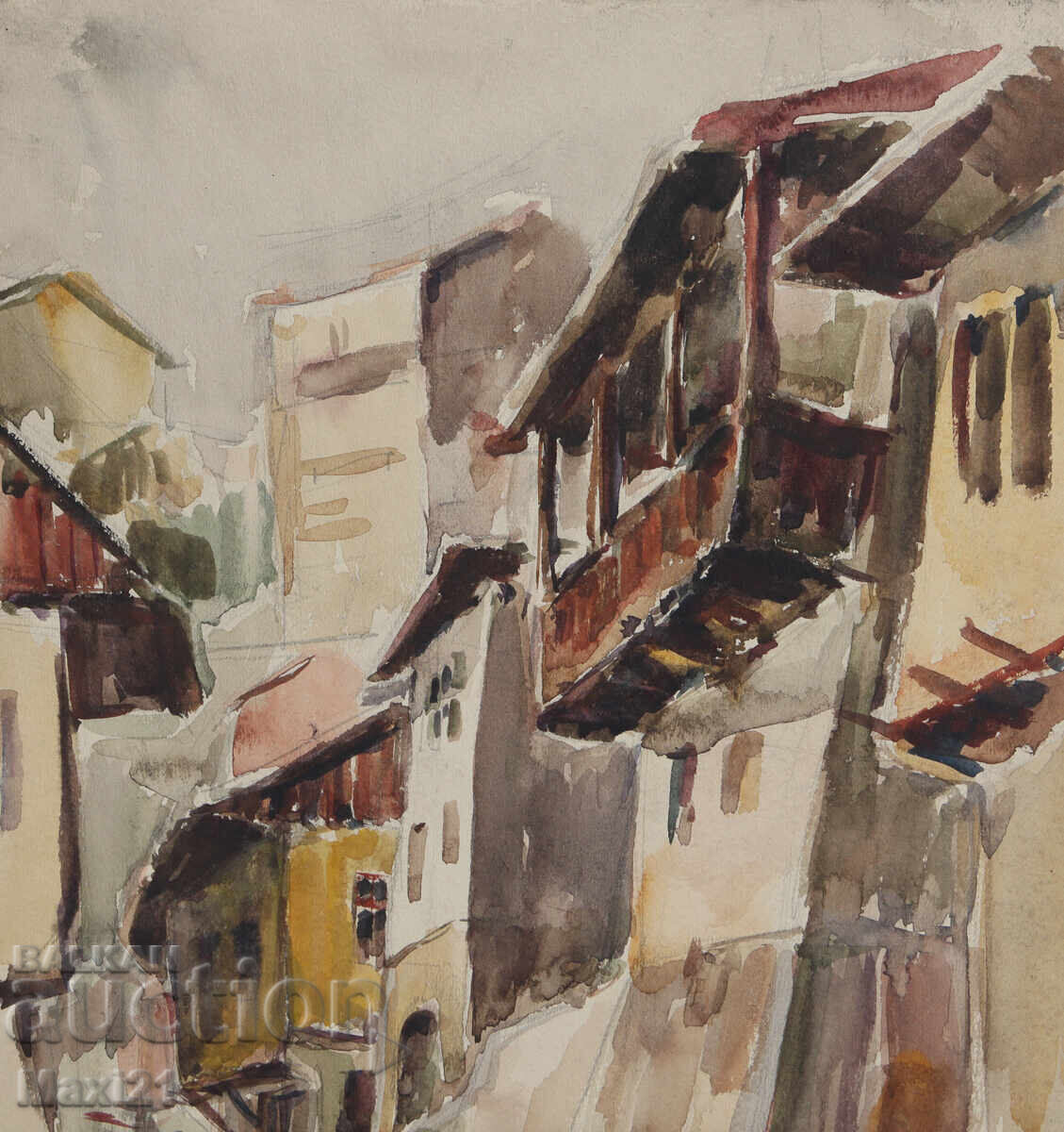 Παράδοση Ζωγραφική ακουαρέλα αστικό τοπίο