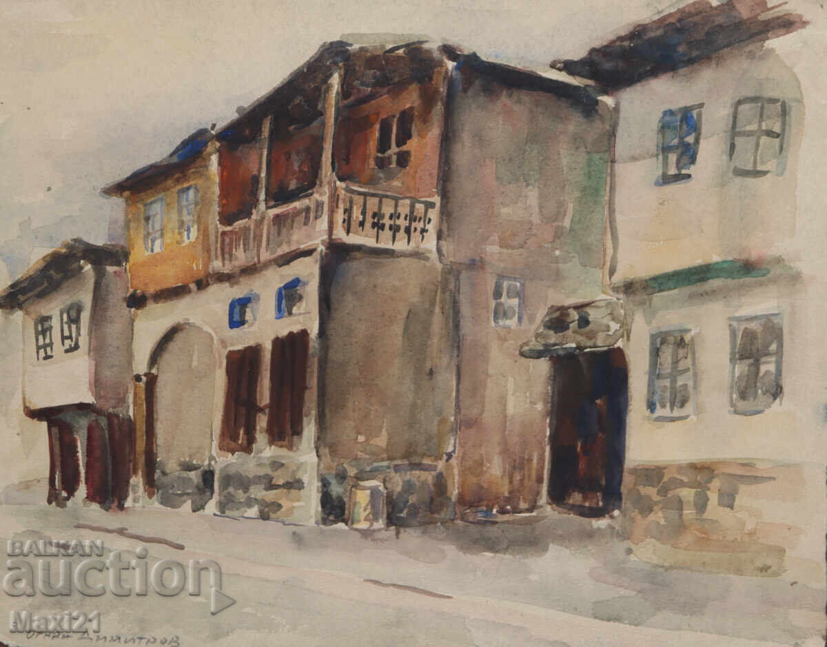 Auction Painting watercolor cityscape Auction Painting watercolor cityscape