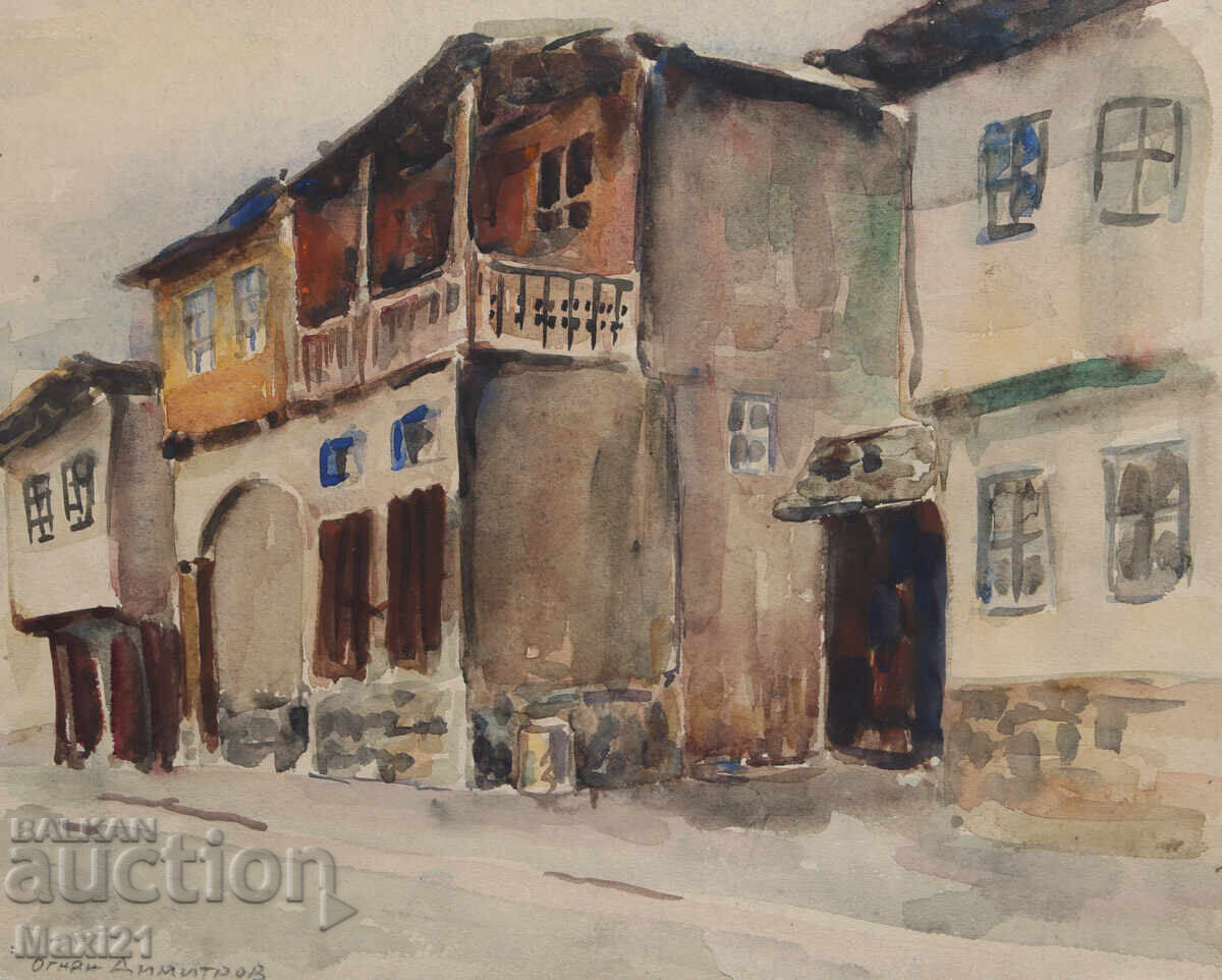 Painting watercolor cityscape Painting watercolor cityscape