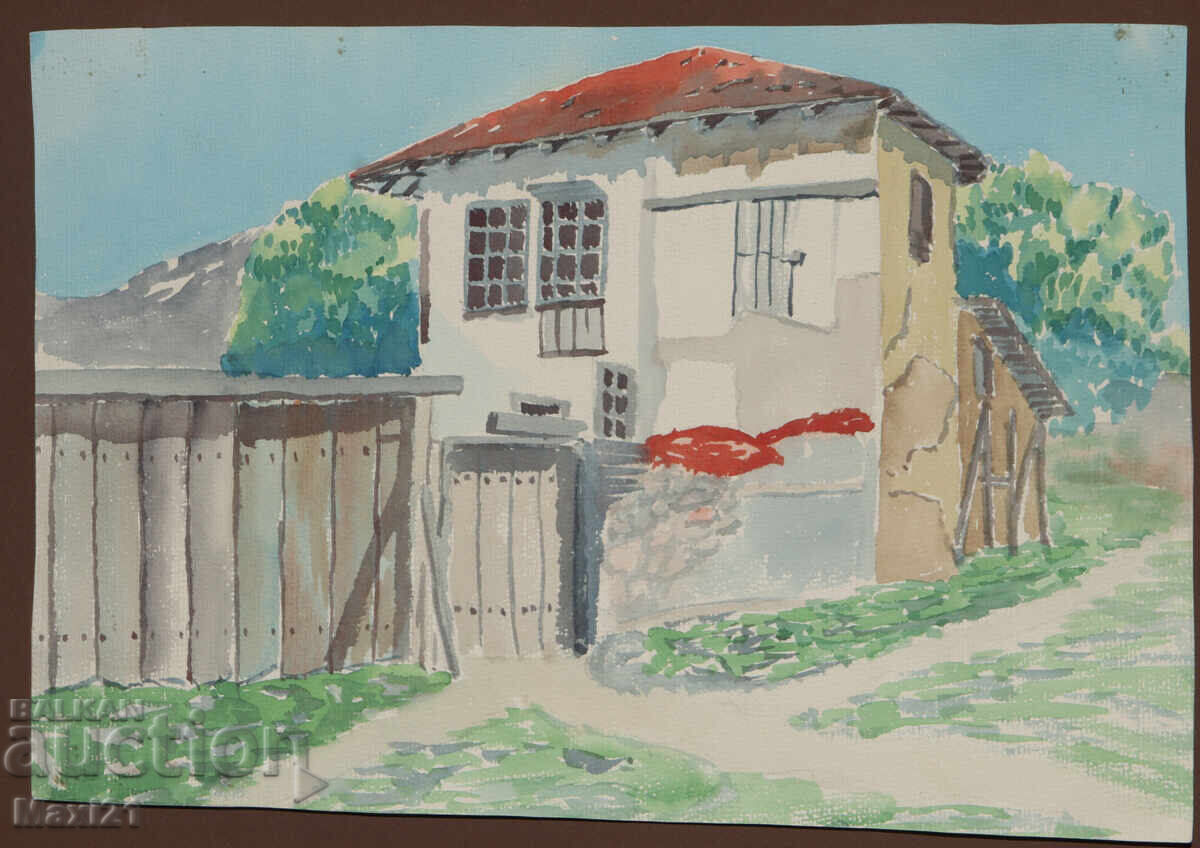 Ακουαρέλα τοπίο σπίτι με τιμή 140.00 BGN | € 71.58