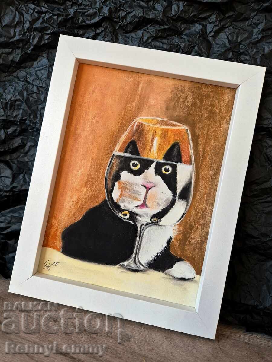 Pisică amuzantă, pictură pastel cu preț 60.00 BGN | € 30.68 Pisică amuzantă, pictură pastel cu preț 60.00 BGN | € 30.68