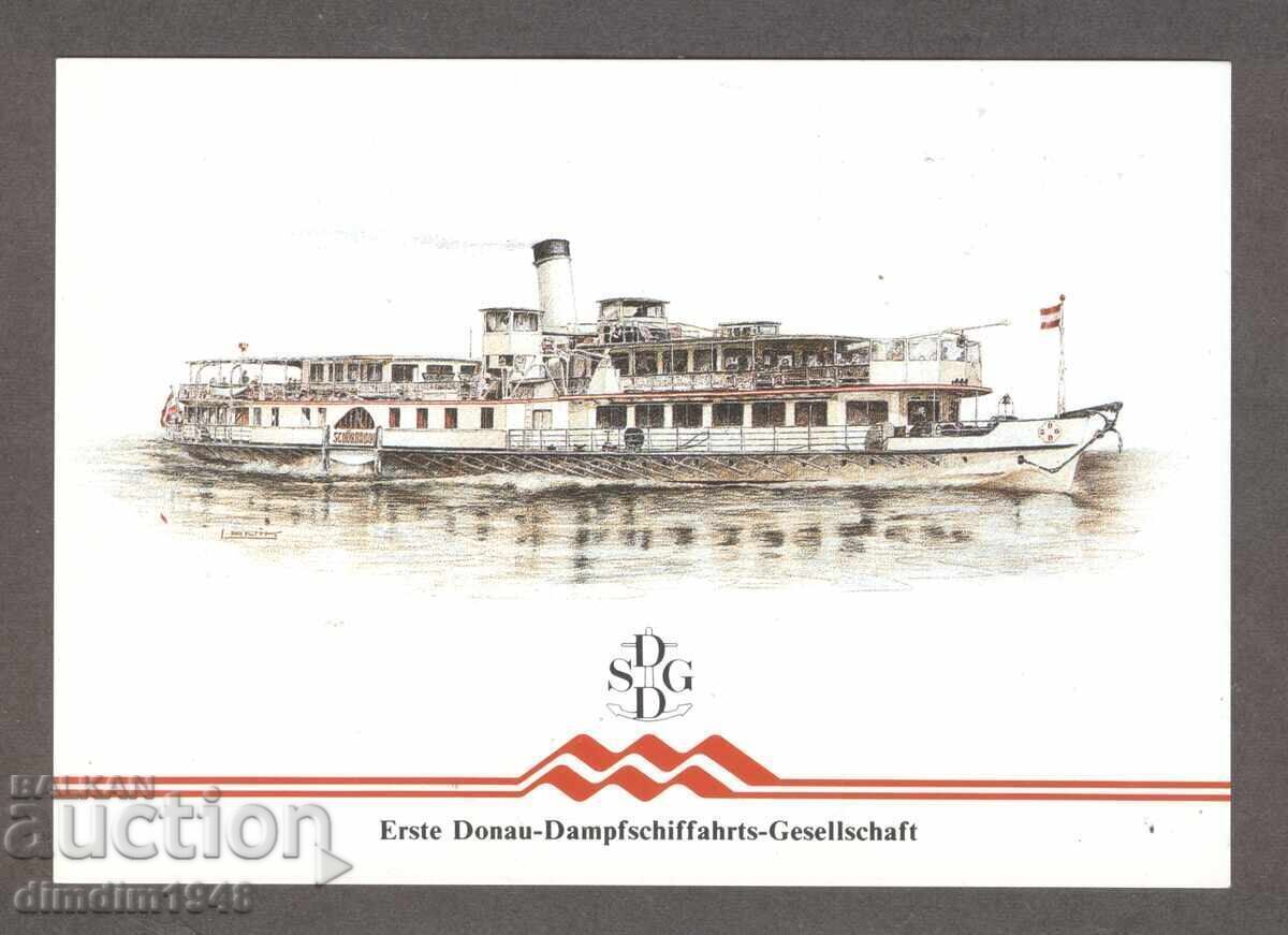 Austria - Vapoare austriece navigând pe Dunăre - carte poștală