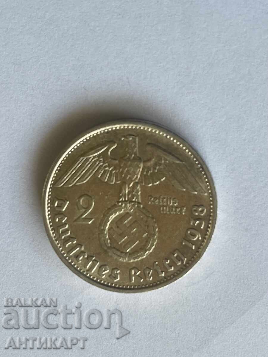 Germany Silver Coin 2 Reichsmark Swastika 1938 B Germany Silver Coin 2 Reichsmark Swastika 1938 B