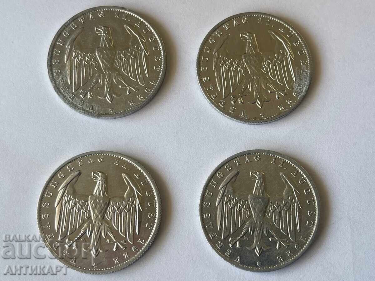 Auction Germany 4 pieces of 3 mark coins 1922 aluminum Auction Germany 4 pieces of 3 mark coins 1922 aluminum