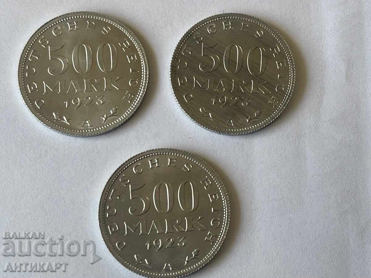 Germany 3 pieces of 500 Mark coins 1923 aluminum