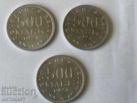 Germany 3 pieces of 500 Mark coins 1923 aluminum