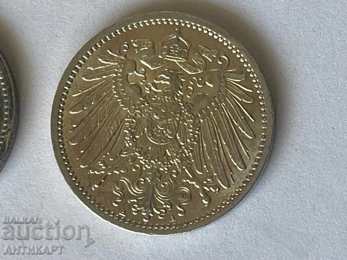 Germany 2 silver coins 1 mark 1907 and 1914 silver - 6 Germany 2 silver coins 1 mark 1907 and 1914 silver - 6