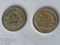 Germany 2 silver coins 1 mark 1907 and 1914 silver