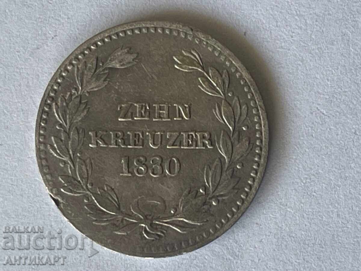 Germany Silver Coin 10 zehn kreuzer 1830 Silver