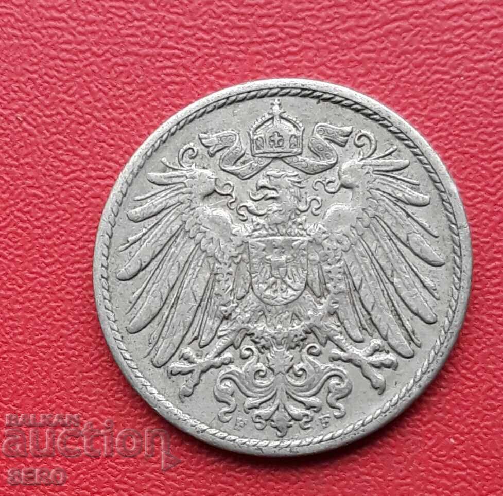 Германия-10 пфенига 1914 F-Щутгарт с цена 0.71 лв. | € 0.36