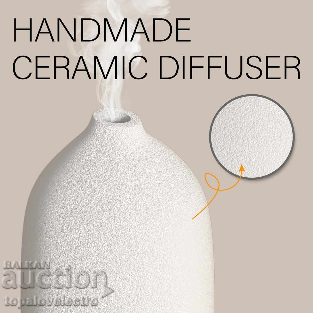 Κεραμικός αρωματικός διαχυτής, λευκός, υπερηχητικός, με χρονοδιακόπτη και φως με τιμή 18.00 BGN | € 9.20