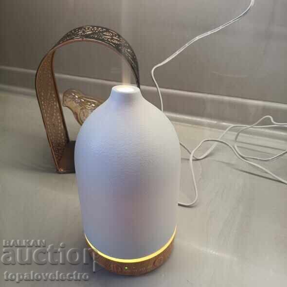 Κεραμικός αρωματικός διαχυτής, λευκός, υπερηχητικός, με χρονοδιακόπτη και φως - 7