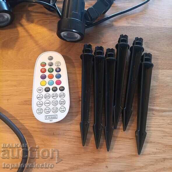 Σετ από 8 RGB προβολείς κήπου με τηλεχειριστήριο - 5