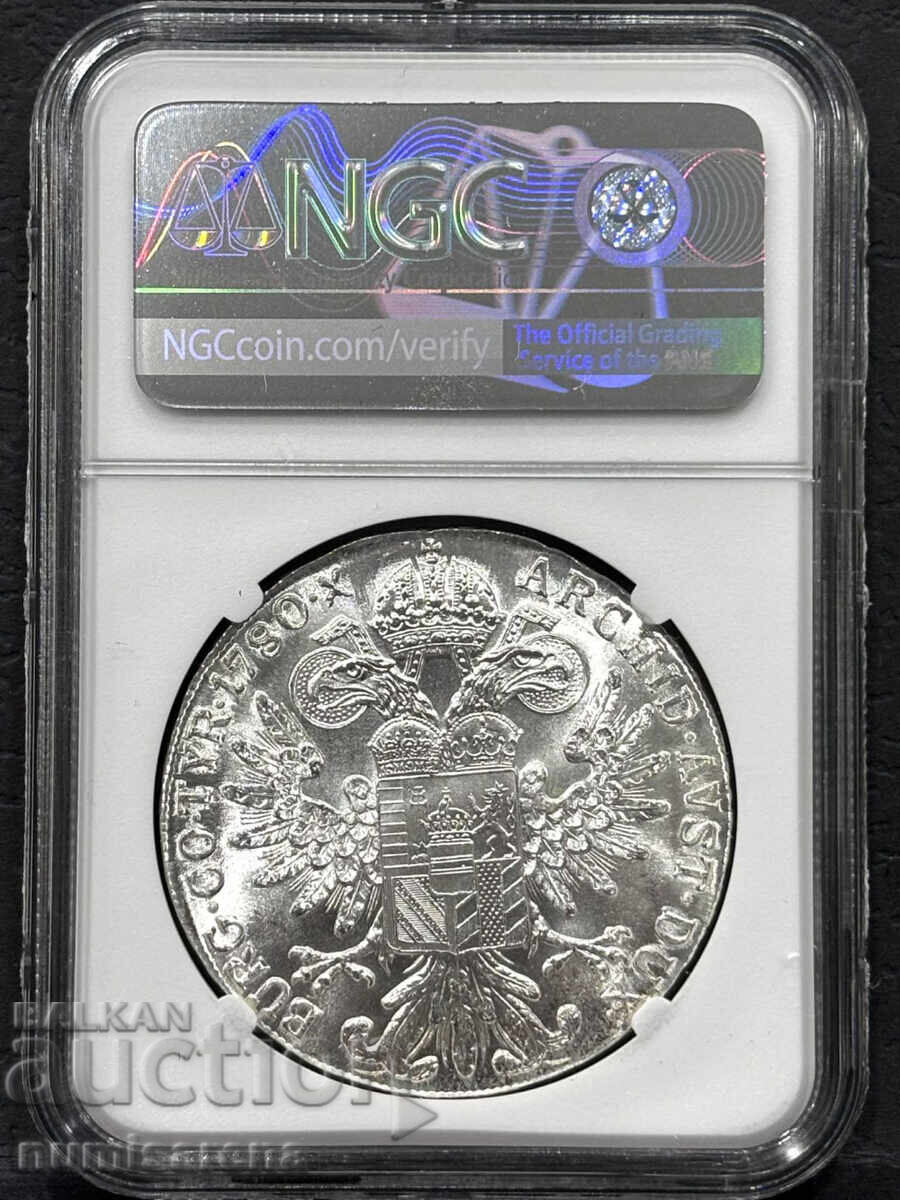 AUSTRIA 1 Taler Maria Theresa 1780 Restrike NGC MS 64 with price 165.00 BGN | € 84.36