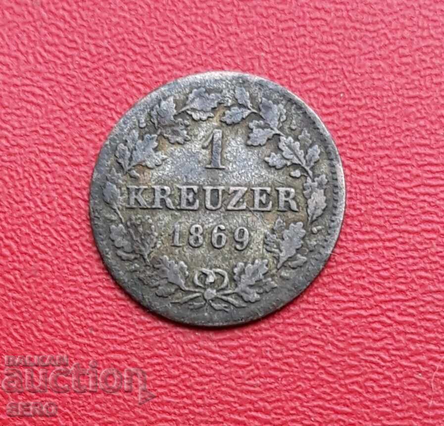 Γερμανία-Βαυαρία-1 κρόιτσερ 1869-πολύ καλά διατηρημένο