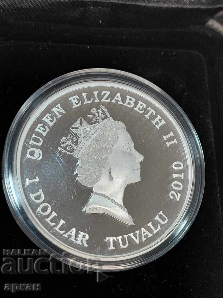 Аукцион 1 oz сребърна унция 0.999 % 1 $ 2010 Tuvalu Knight