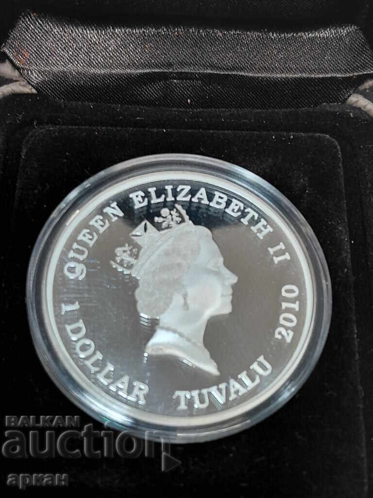 1 oz сребърна унция 0.999 % 1 $ 2010 Tuvalu Knight - 5