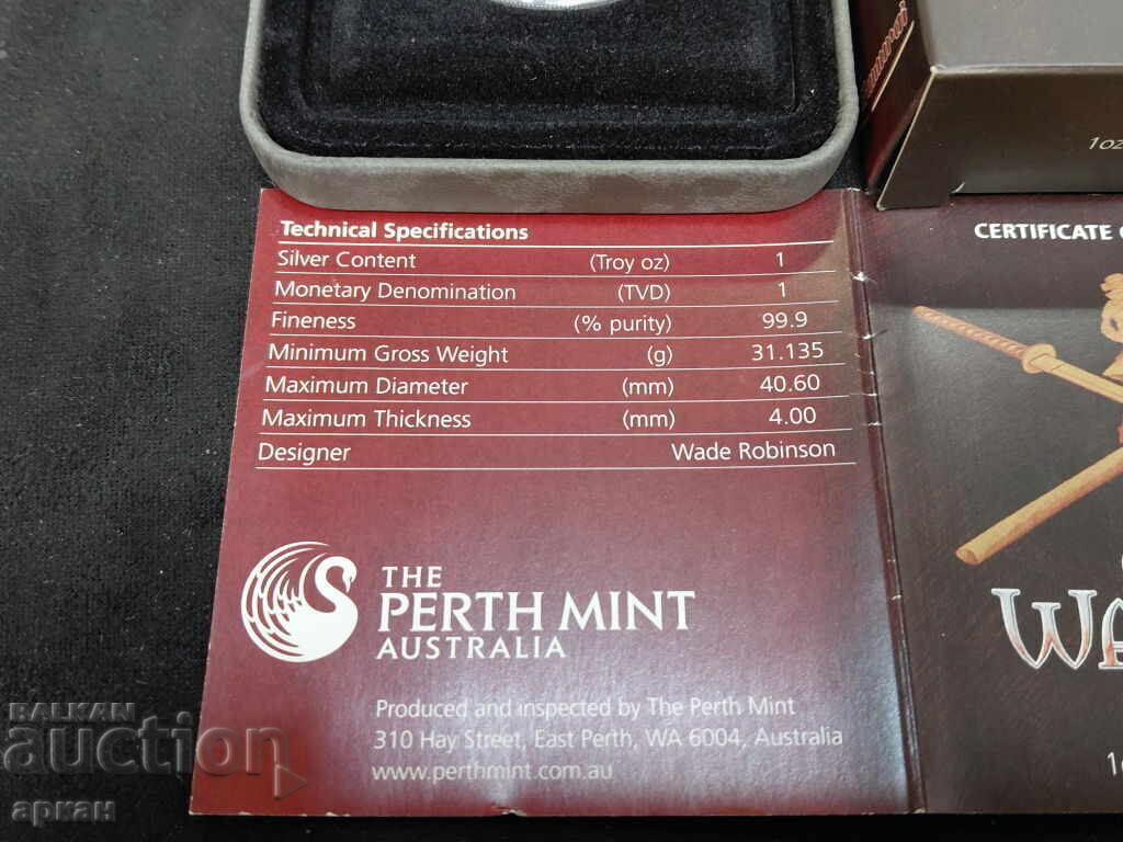 Silver Ounce 1oz Ag999 1 $ 2010 Samurai - Tuvalu with price 180.00 BGN | € 92.03