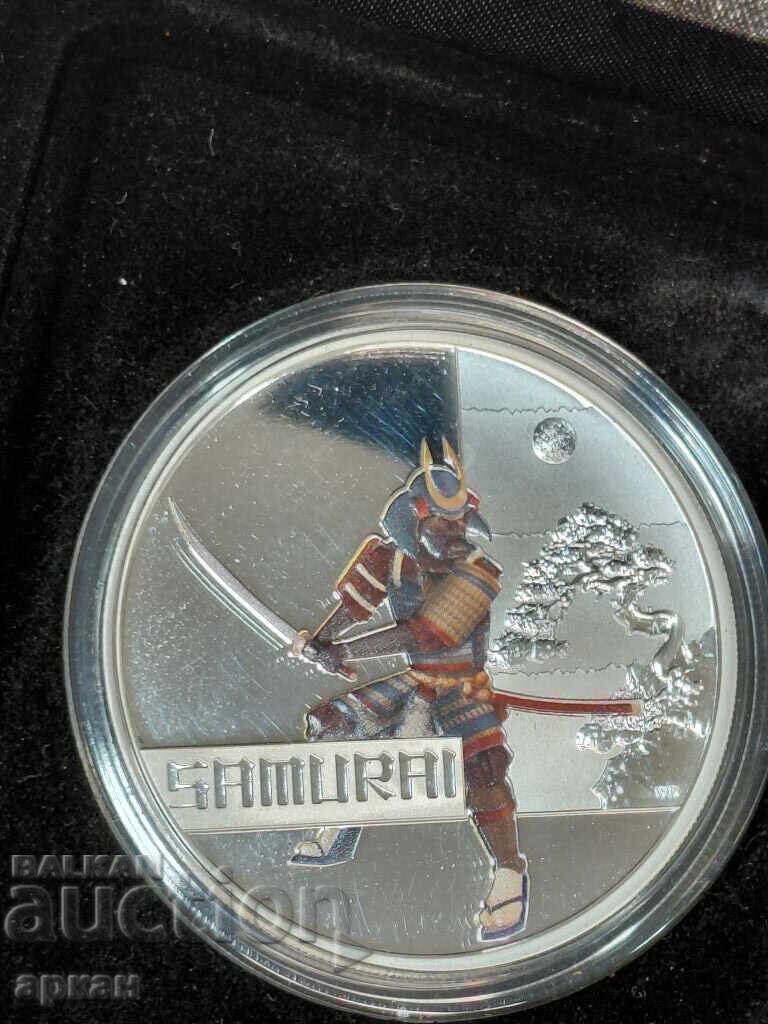 Аукцион Сребърна унция 1oz Ag999  1 $ 2010 Samurai - Tuvalu