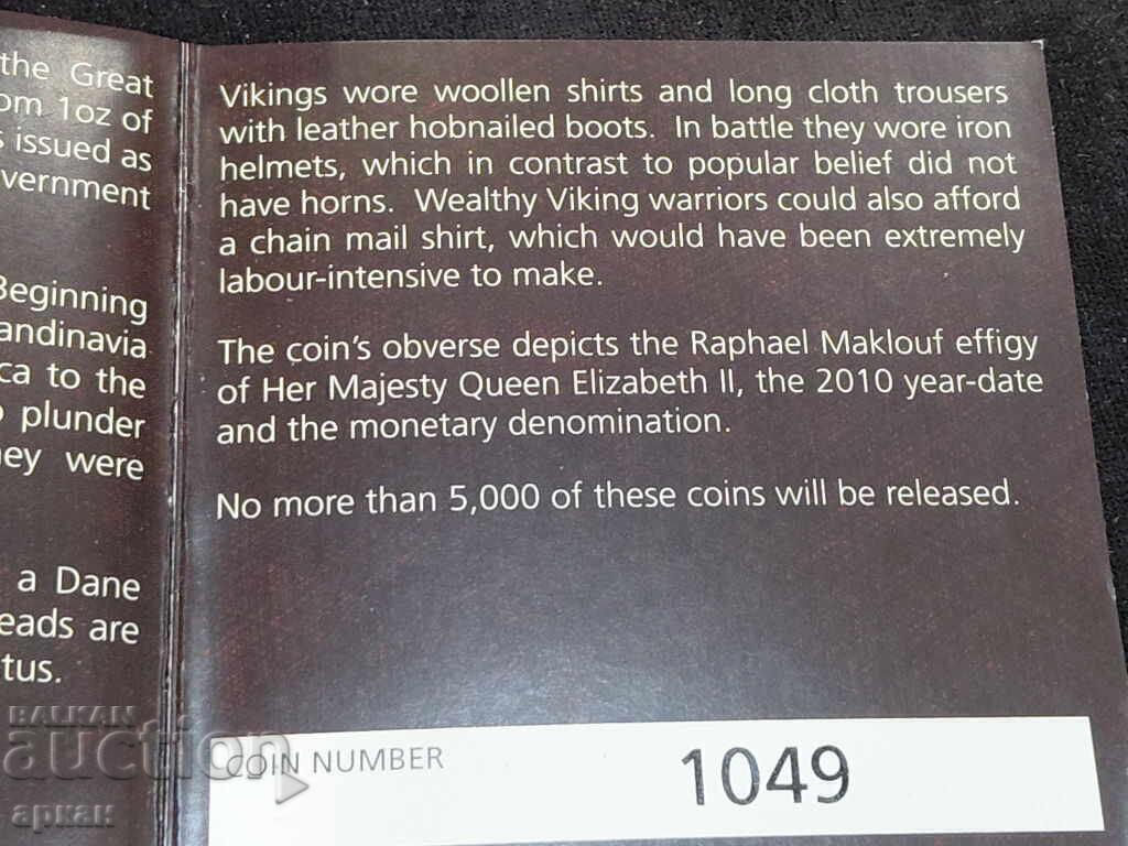 Сребърна унция 1oz Ag999 1 $ 2010 Tuvau-Викинг - 7