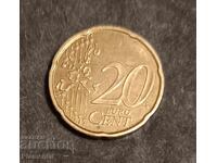 Рядка монета 20 евроцента-1999год."М"