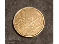 Рядка монета 20 евроцента-1999год."М"
