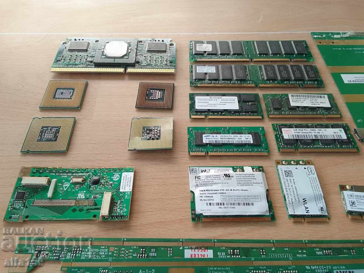 Lot of processors, ram and cards for electronic scrap with price 30.00 BGN | € 15.34