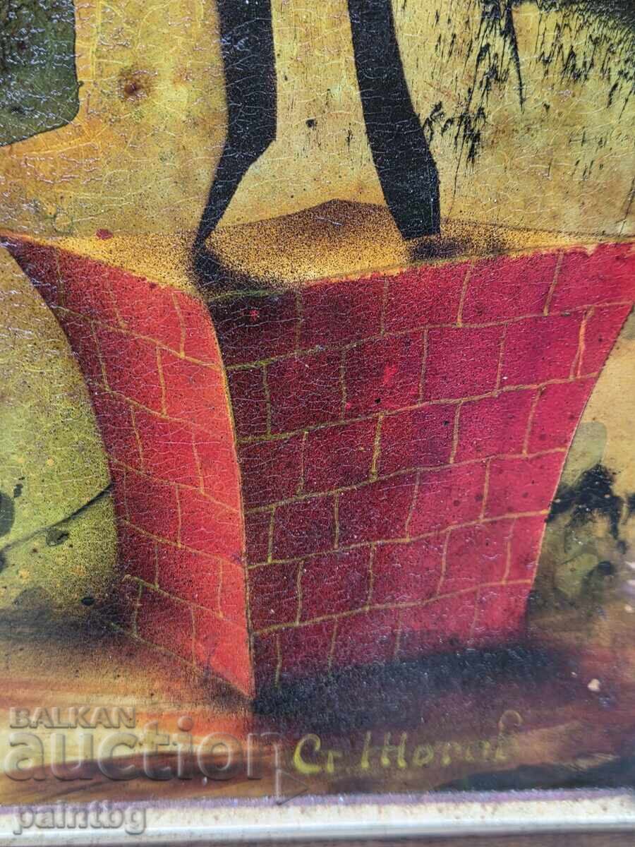 Stefan Zotev, charming oil painting with price 145.01 BGN | € 74.14