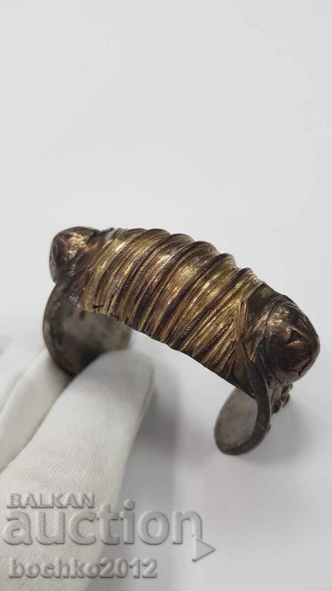 Collectible Revival-era bracelet, wishbone style, with gold plating, 19th century