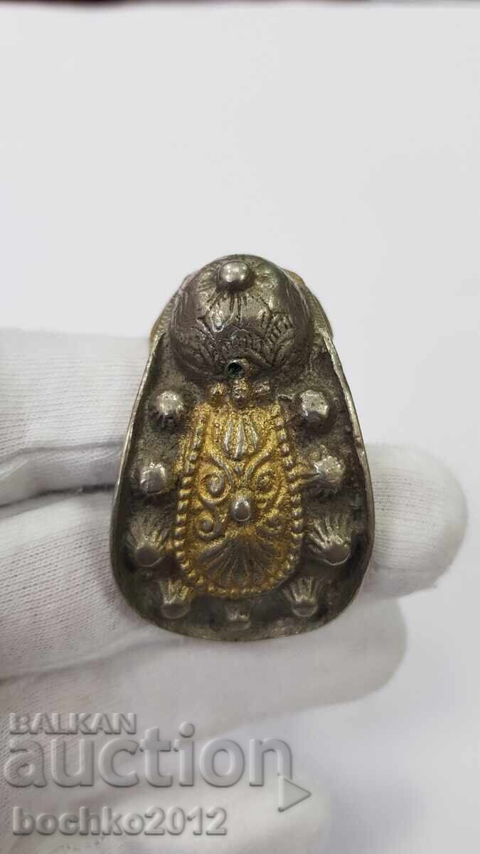 Доставка на Рядка възрожденска гривна рогатка с позлата 19 век