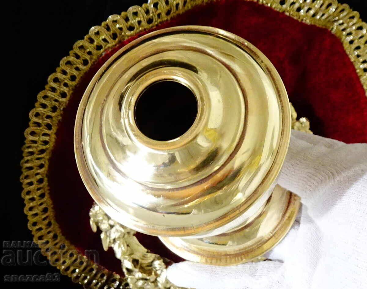 Бронзова газена лампа,перфектна. - 6