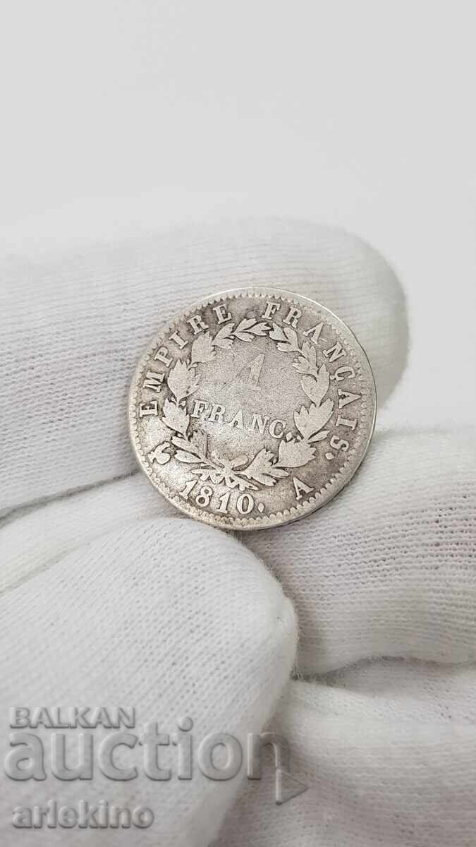 Rare silver coin 1 franc 1810 Napoleon Bonaparte France with price 41.01 BGN | € 20.97 Rare silver coin 1 franc 1810 Napoleon Bonaparte France with price 41.01 BGN | € 20.97