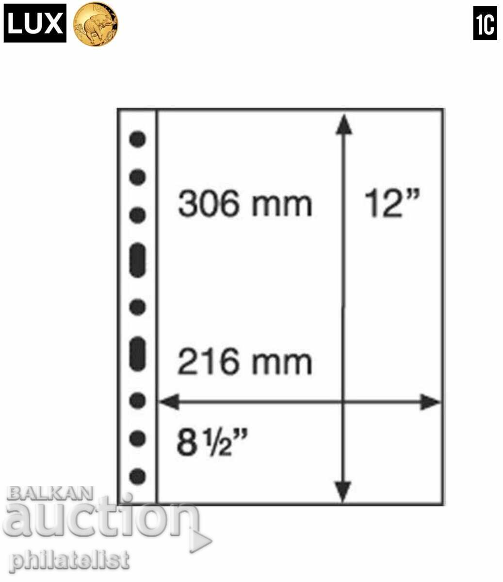 Διαφανή φύλλα LUX A4 για ένα χαρτονόμισμα 1C - 216x306 mm 5 τμχ